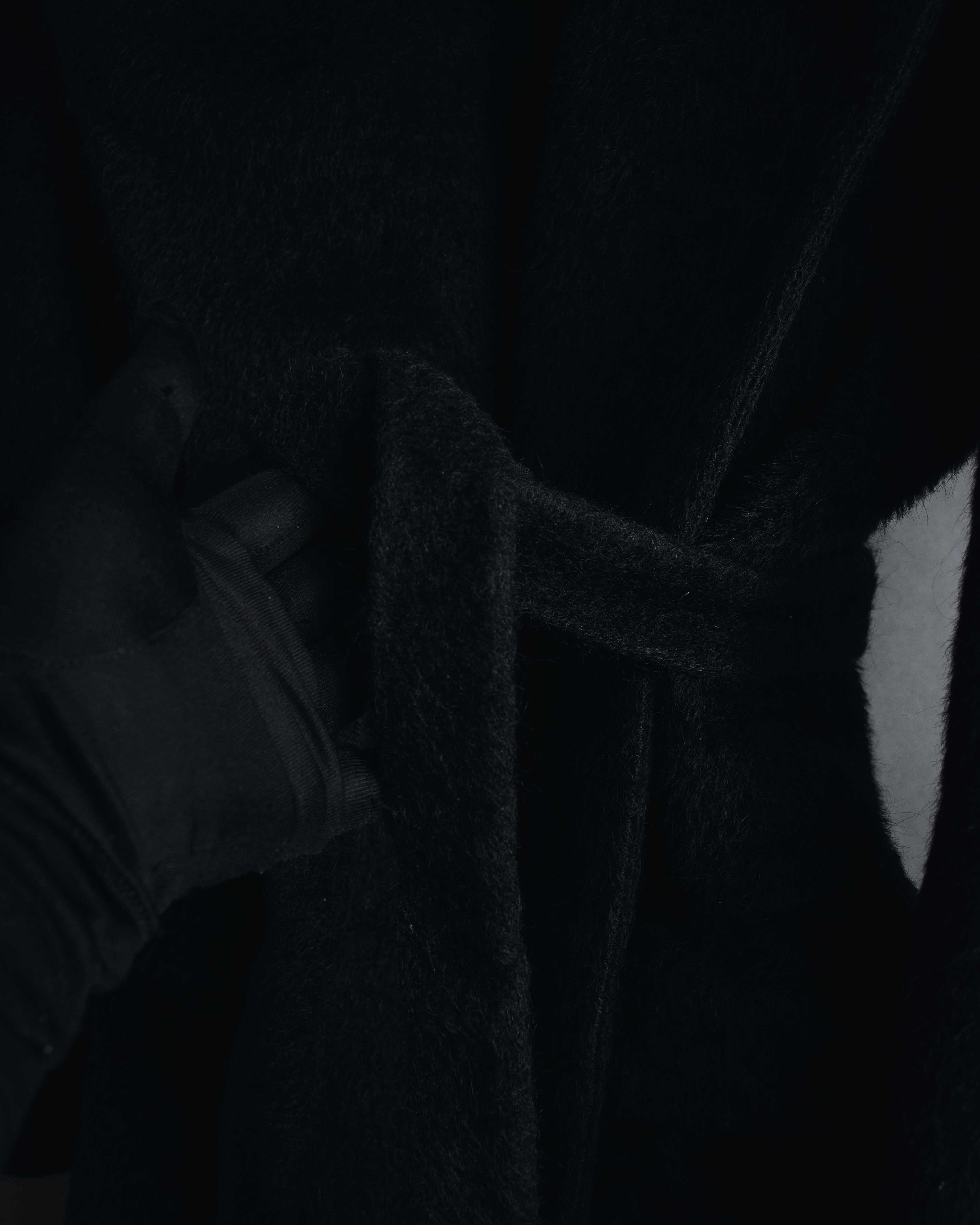 Max Mara 00年代-10年代系带羊驼毛绒毛连帽大衣