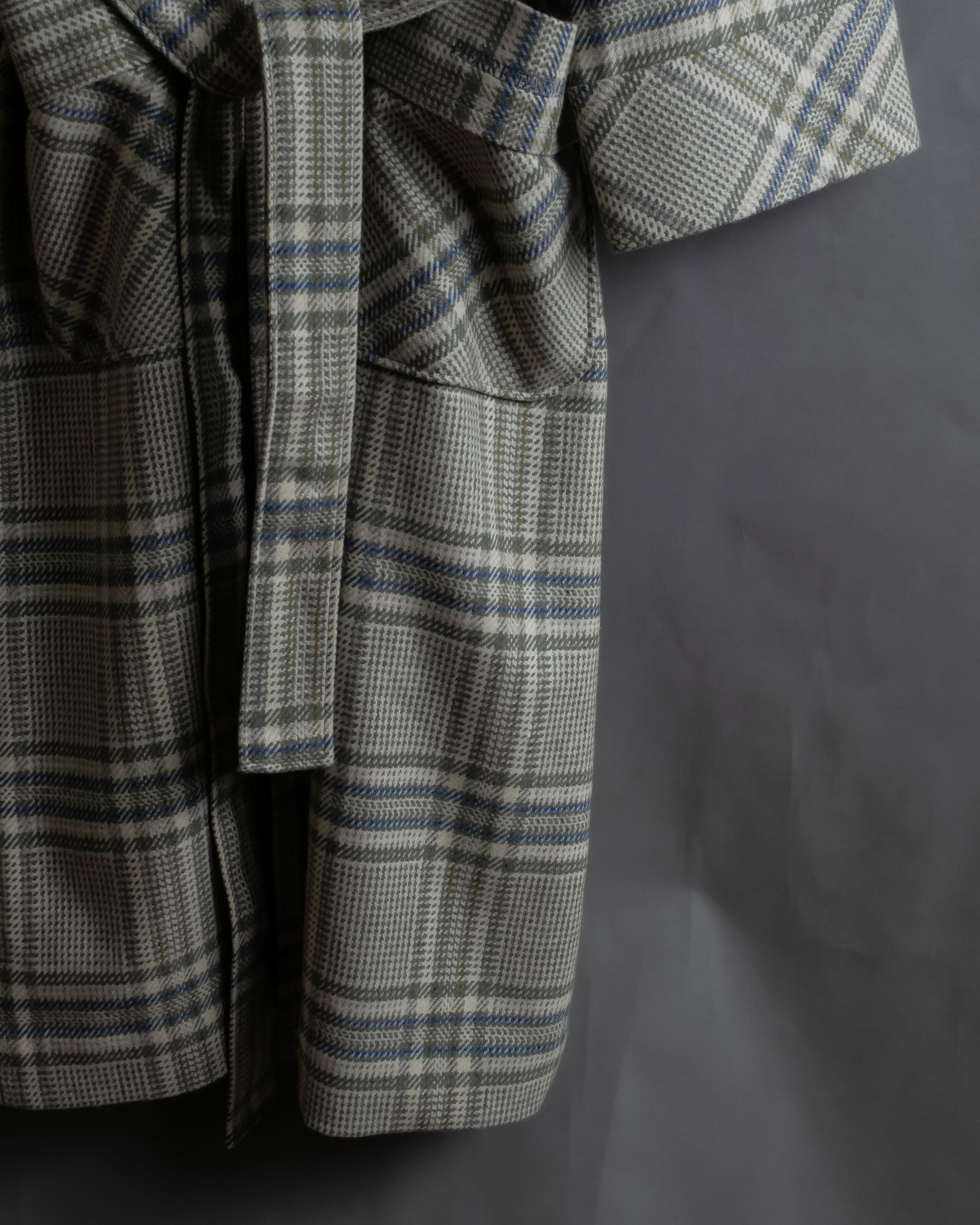 "PIERRE BALMAIN" Glen check belted gown coat