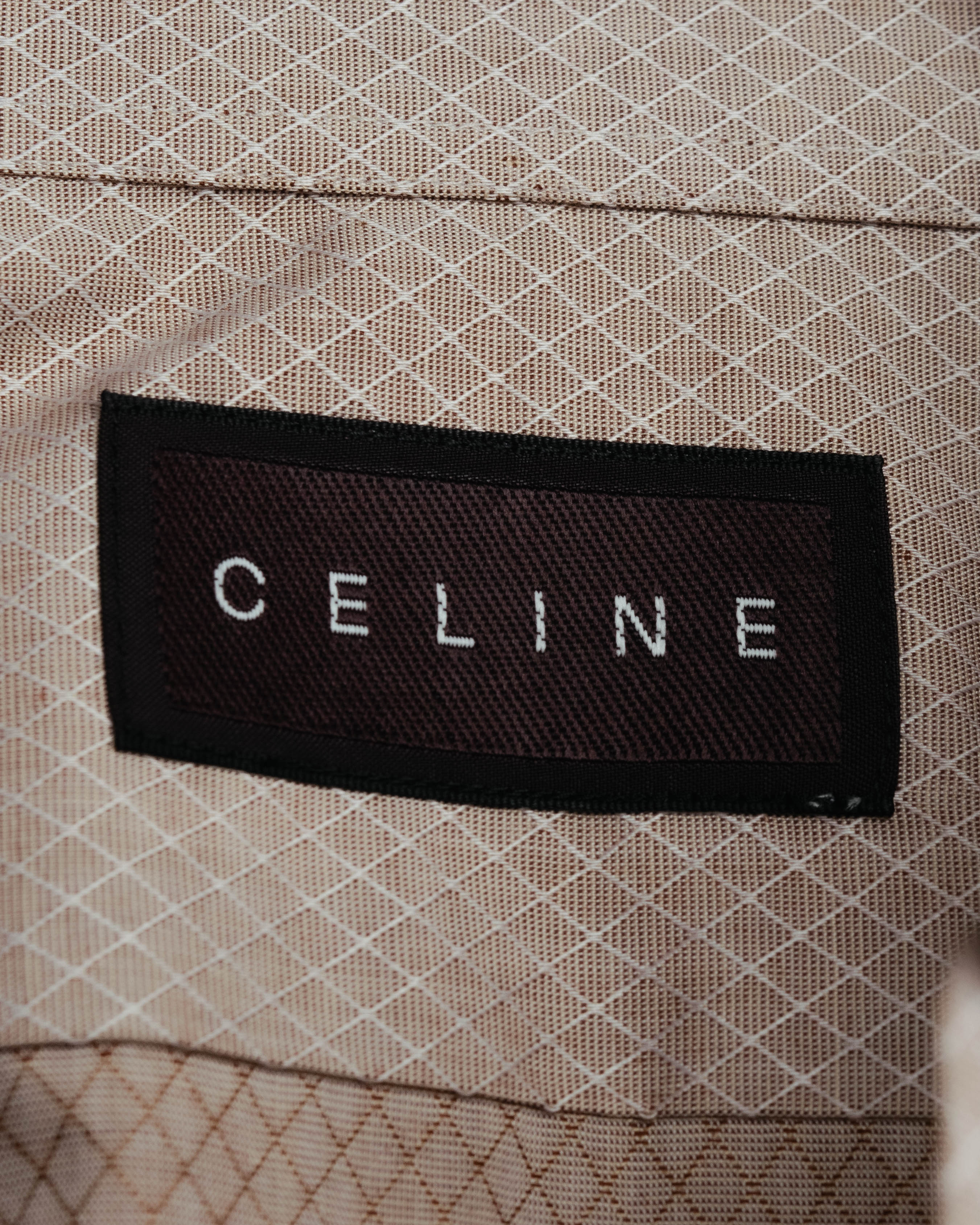 "CELINE" 80's-00's Classic diamond check long sleeve dress shirt