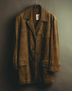 -SPECIAL- “LOEWE” 70’s-80’s Perforated trim suede long jacket