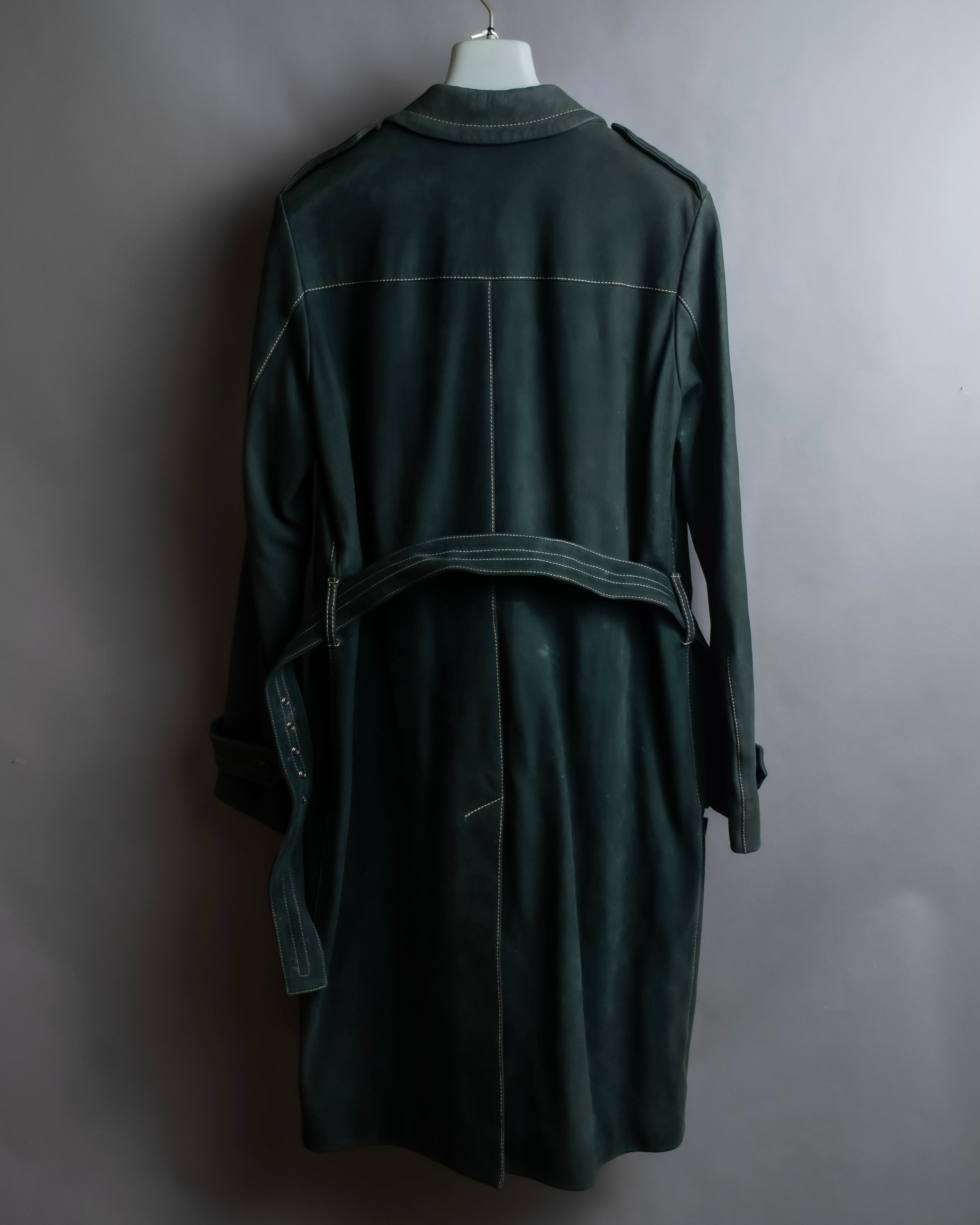 "PRADA" Stitching design suede belted coat