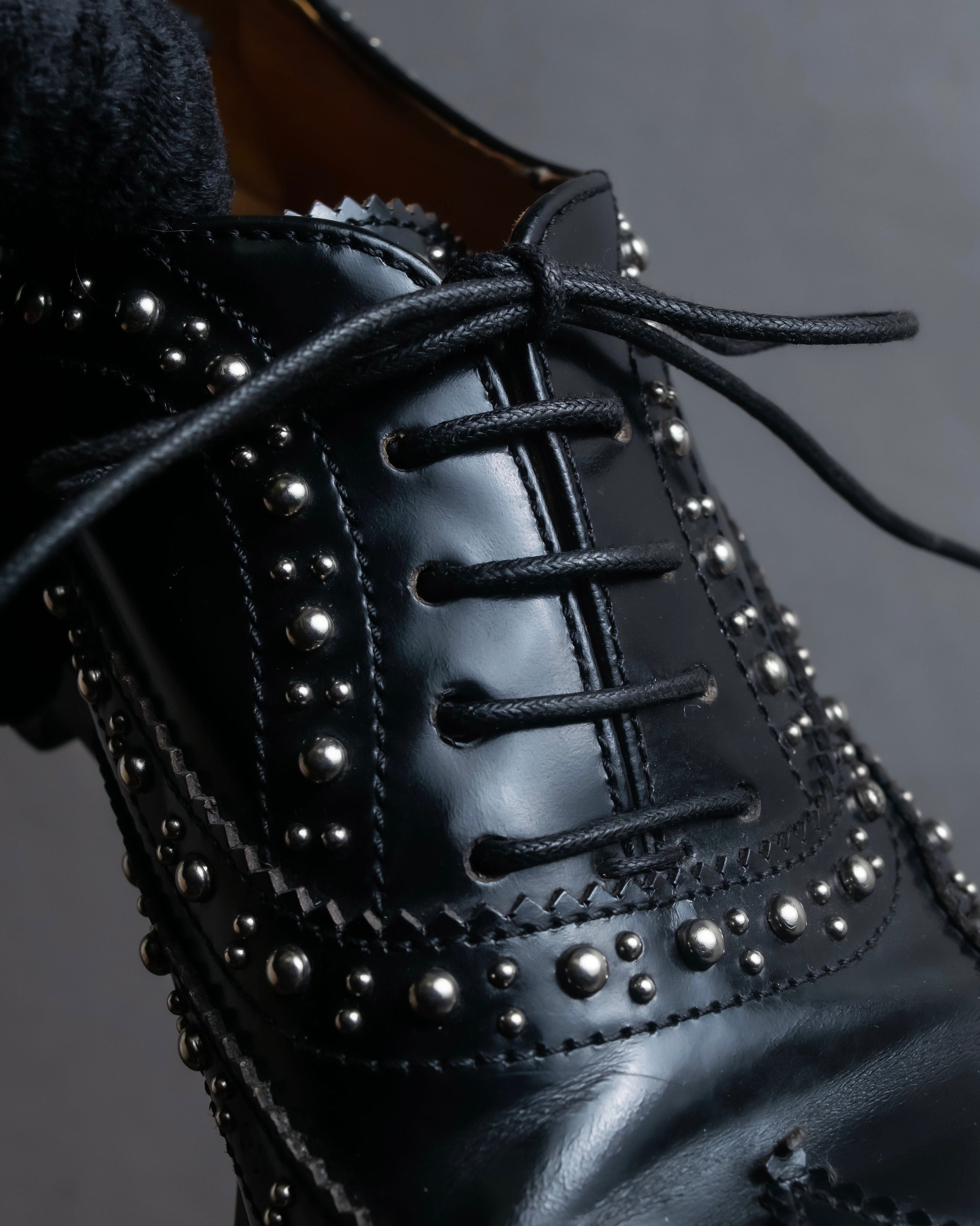 "Church's" Silver stud design wingtip derby shoes