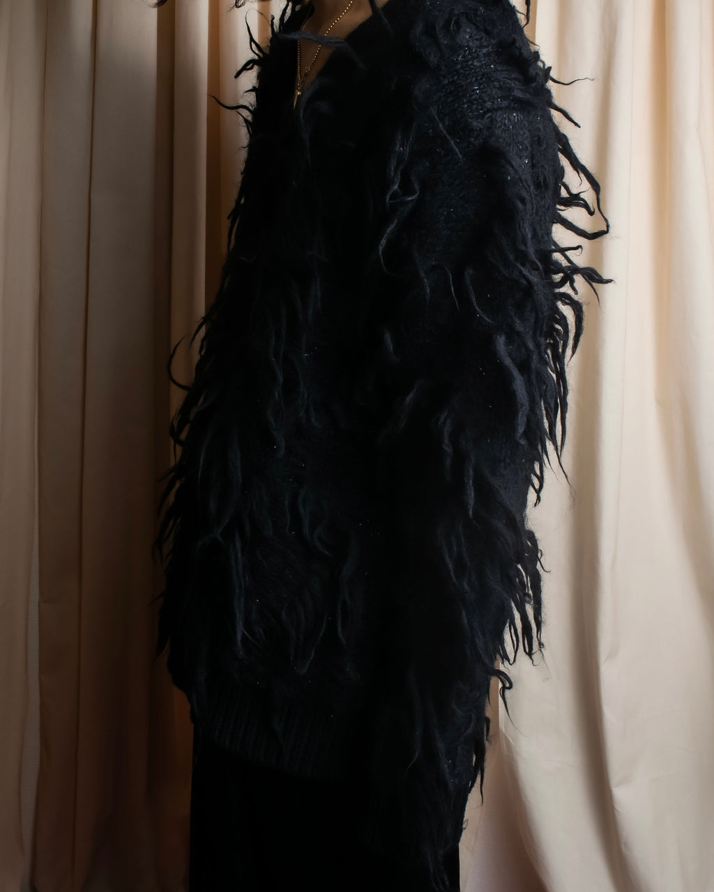 "JUNYA WATANABE COMME des GARCONS" Fringe design brushed V-neck knit pullover