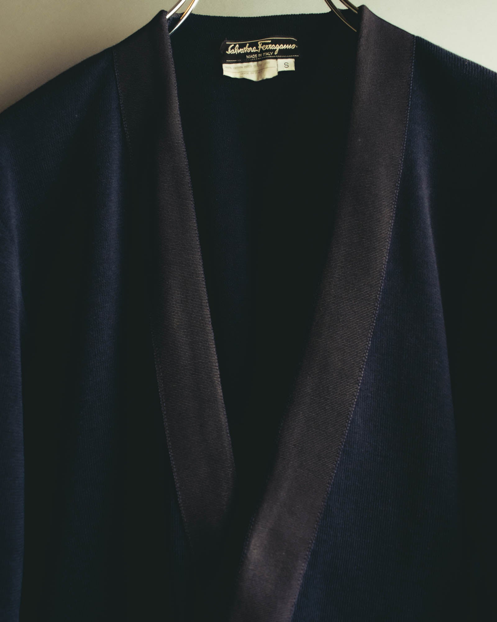 "Salvatore Ferragamo" 80's-90's Elegant cotton knit cardigan
