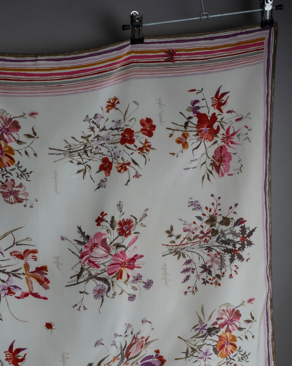 “GUCCI” Botanical printed silk scarf