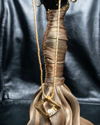 "YVES SAINT LAURENT" rhinestone motif gold necklace