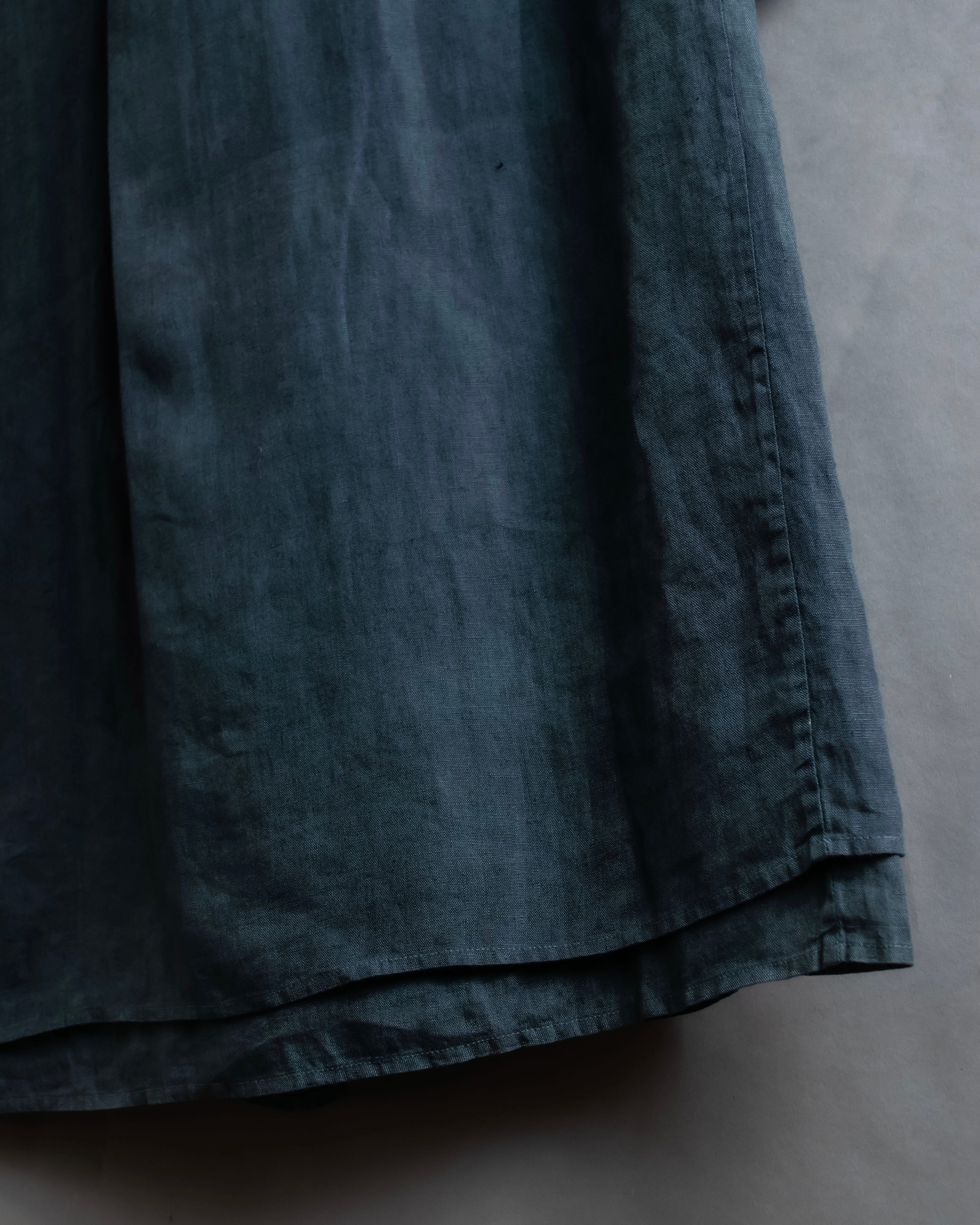 "HERMES" 90's Military detail linen long shirt dress