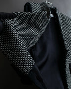 "Christian Dior" Jacquard switching design no-collar jacket