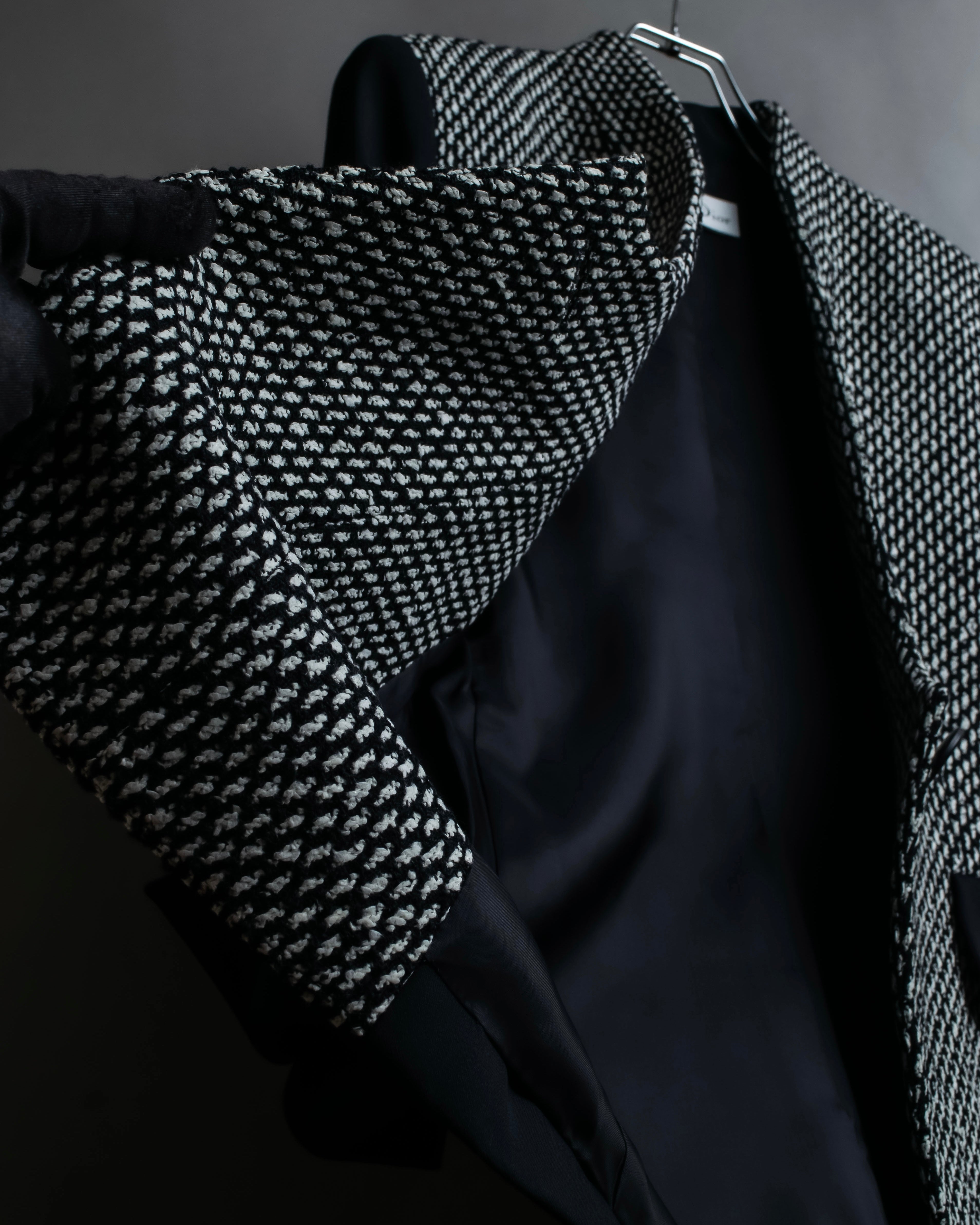 "Christian Dior" Jacquard switching design no-collar jacket