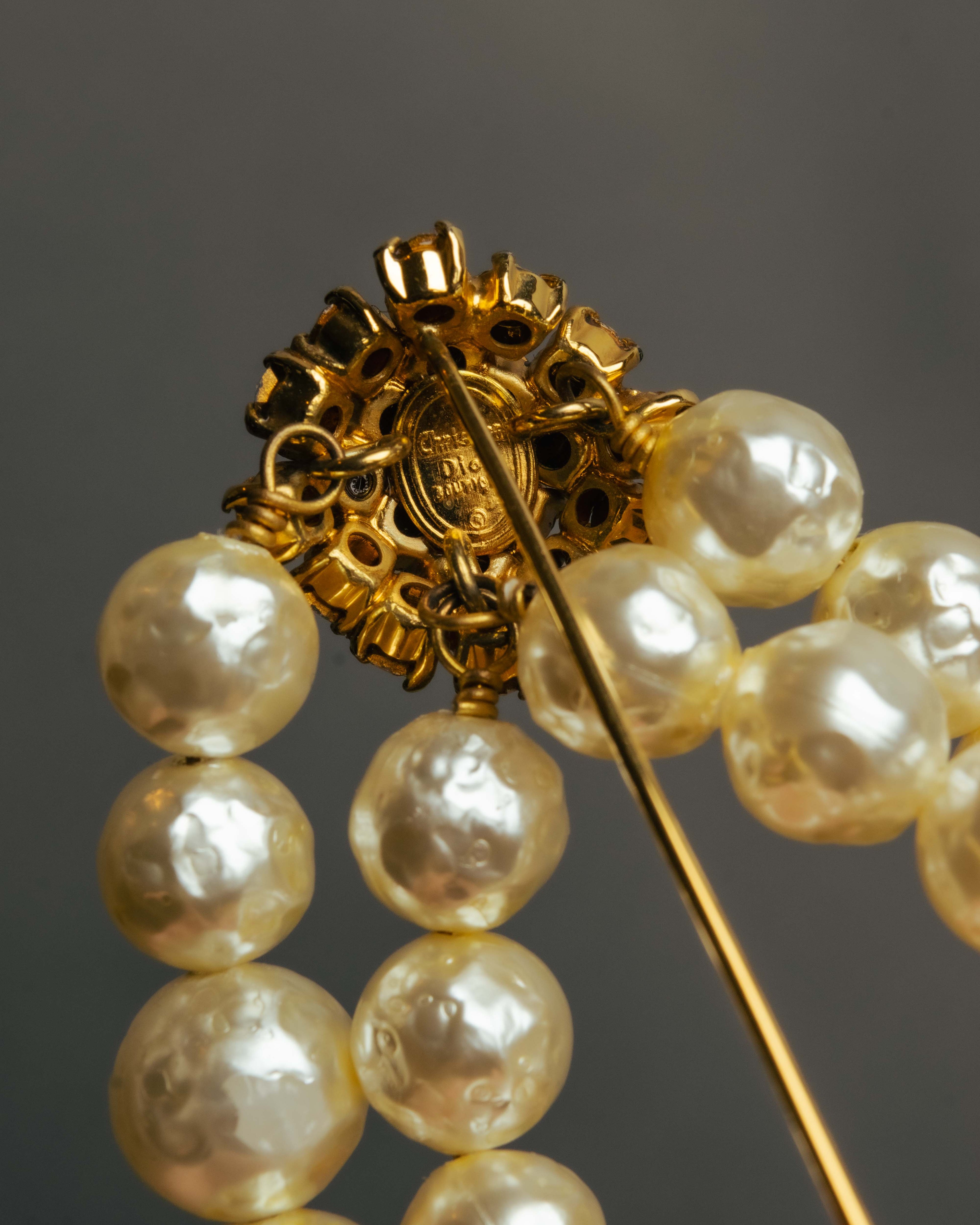“Christian Dior” 70’s-80’s Boutique pearl rhinestone brooch