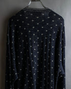 "Vintage abstract polka dot knit cardigan"