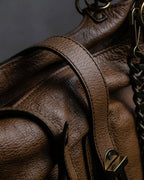"BURBERRY" Chain design grained full grain leather shoulder bag