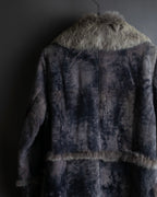 Fur switching design suede long coat