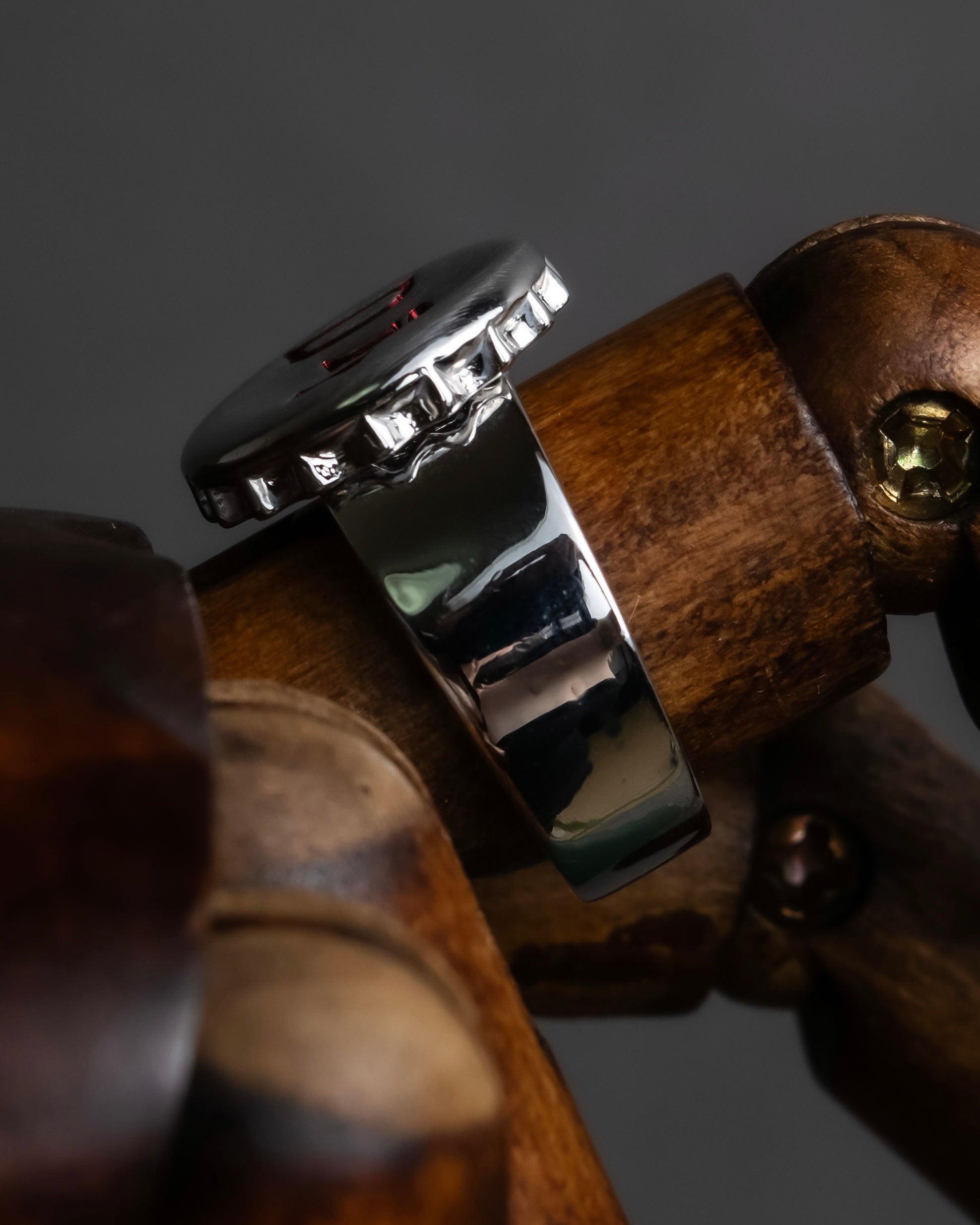 "Christian Dior" Logo lettering engraved silver ring