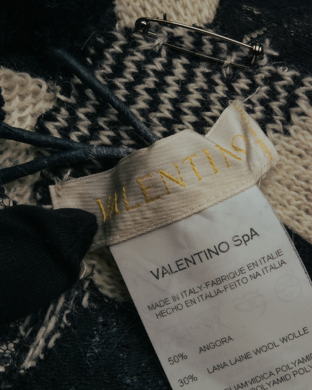 -SPECIAL- “VALENTINO” 00’s houndstooth lace flower corsage