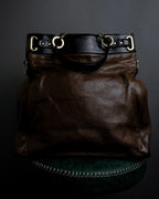 "BALENCIAGA" Gold turn lock design leather combination bag