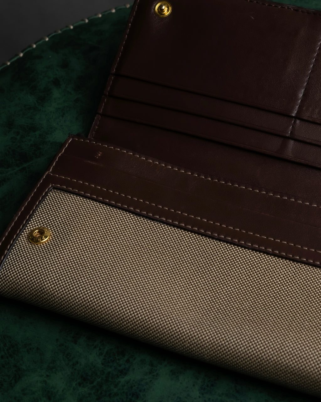 "PRADA" Logo engraved canvas combination long wallet