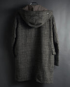 “Harris Tweed” Hooded plaid duffle coat