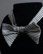 "LOUIS VUITTON" Black＆white color striped bow tie