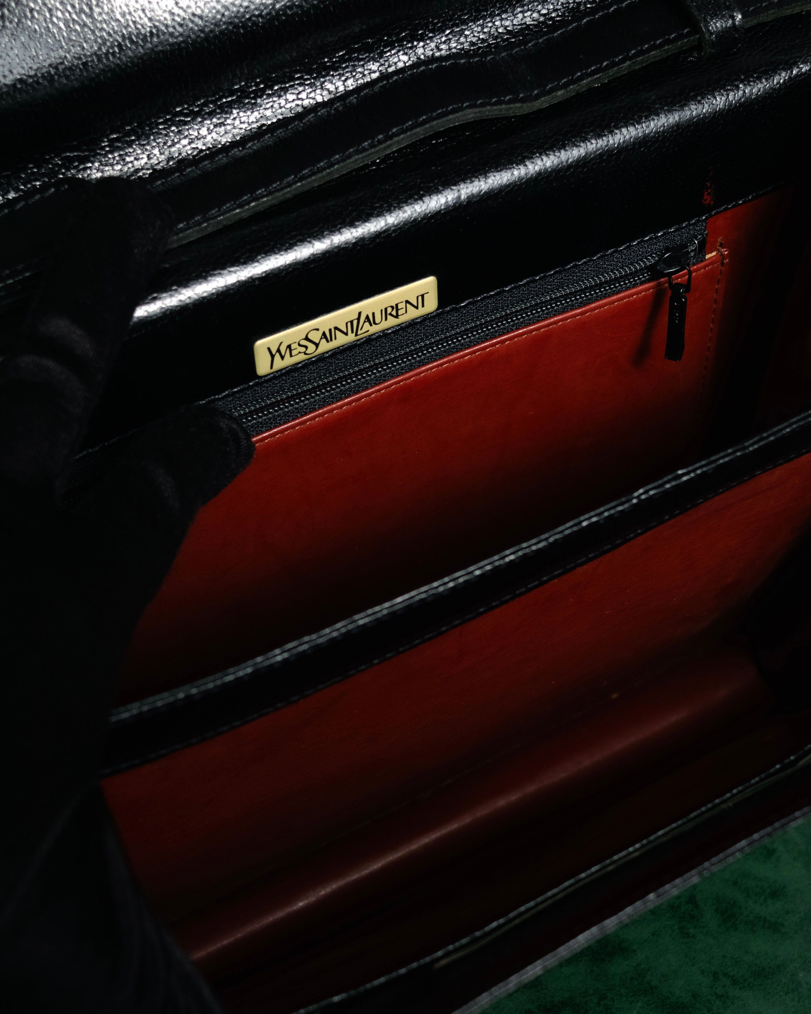 "Yves Saint Laurent" 80’s-90’s Lizard-embossed perforated leather shoulder bag