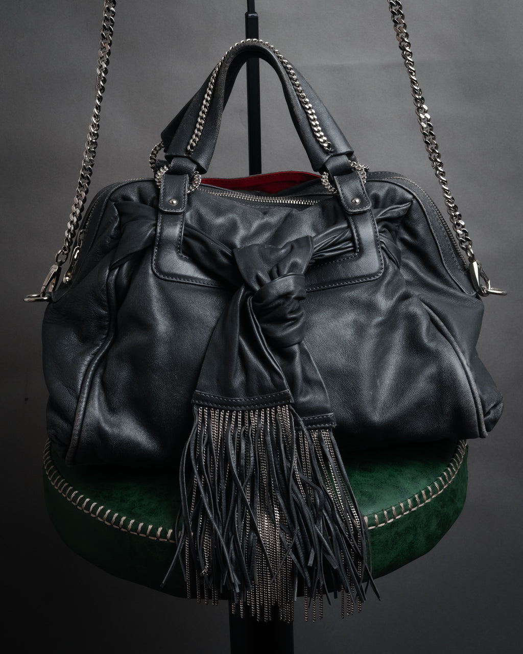 -SPECIAL- “Christian Louboutin” 10’s Knotted fringe chain shoulder bag