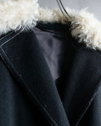 "HELMUT LANG" Fur collar belted long coat