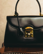 "LORENZO de MEDICI" 80's-00's Structured leather top handle handbag
