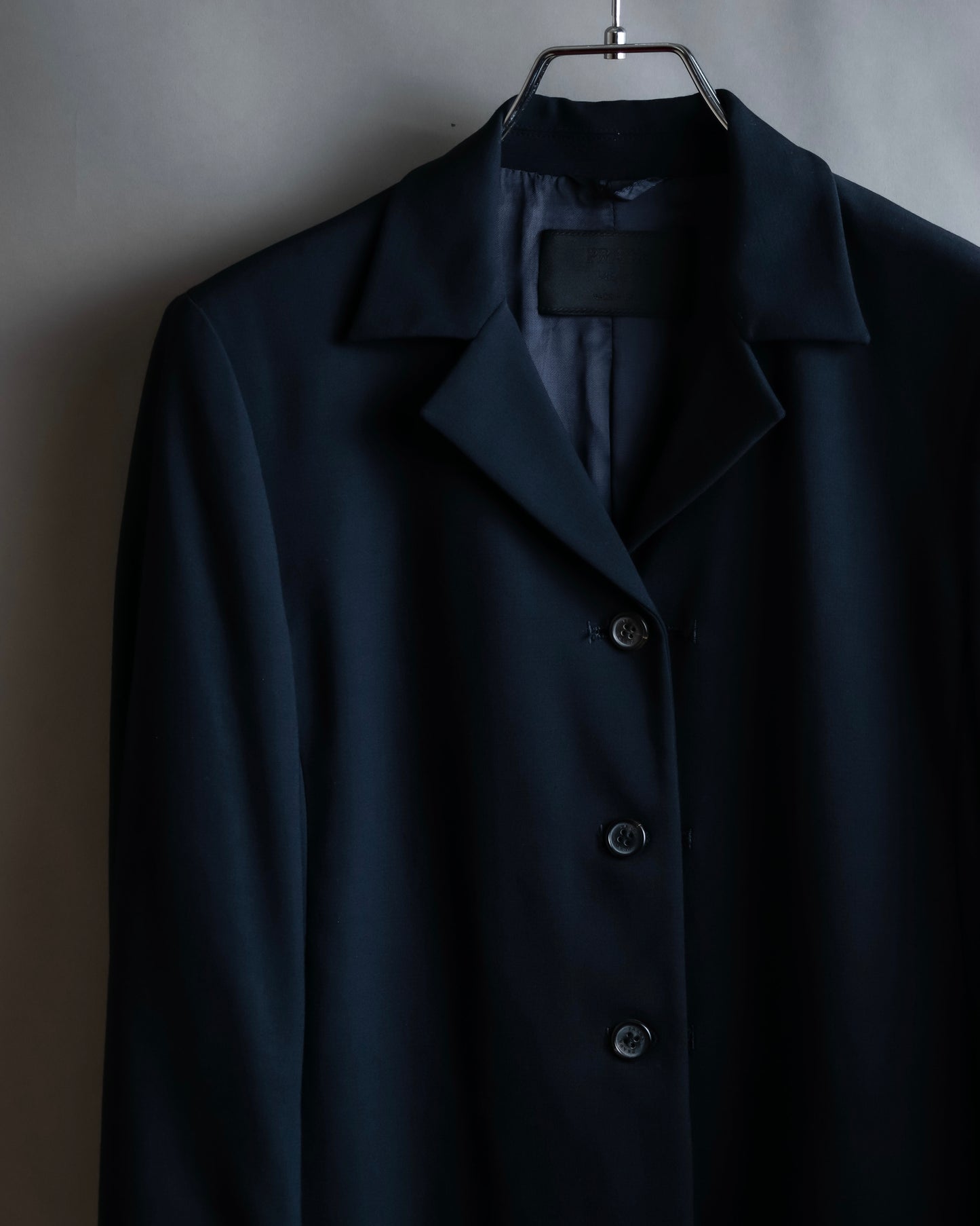 "PRADA" Short length tailored jacket & cropped skirt navy color set up