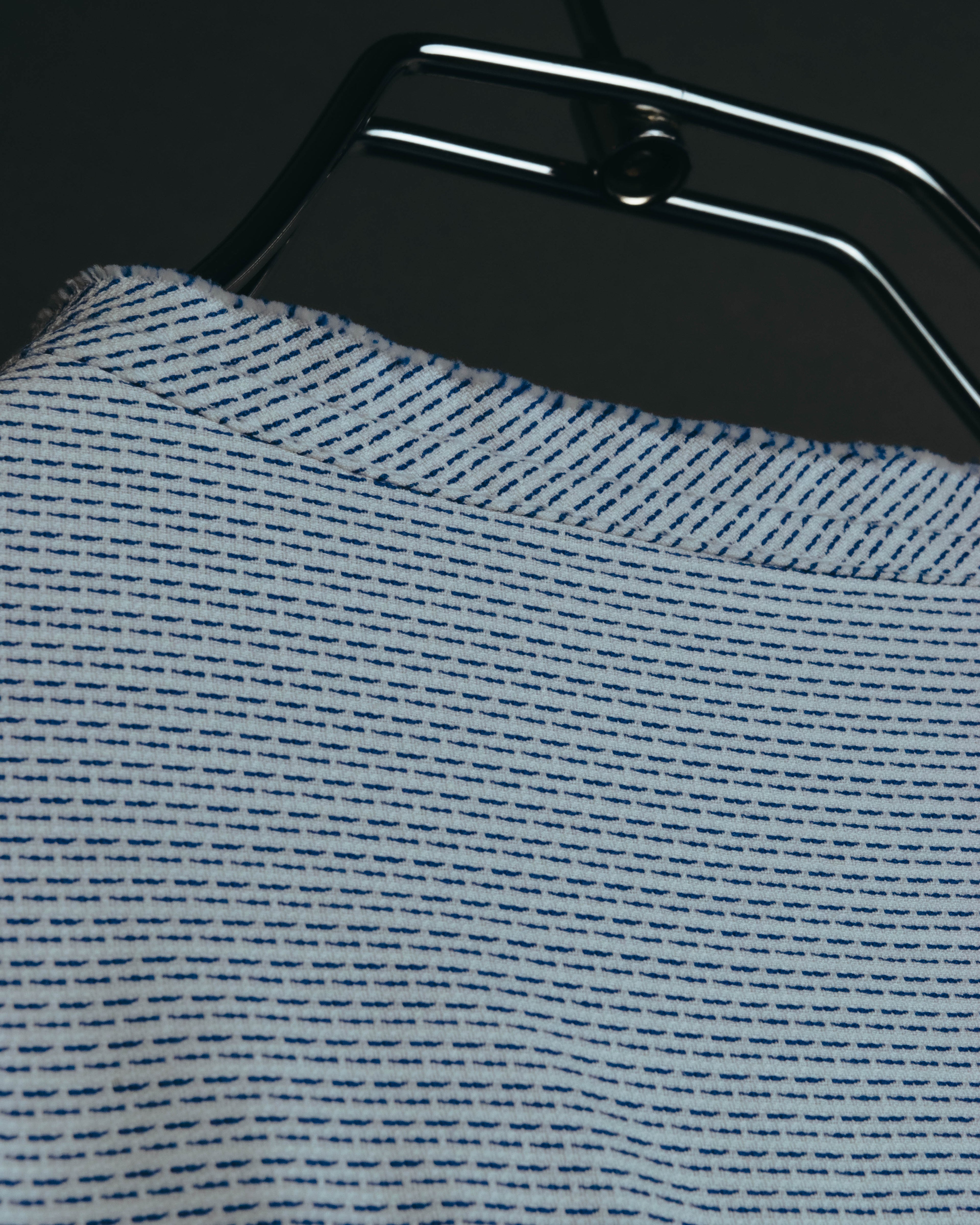 "CÉLINE" 10's Textured cotton collarless tunic shirt