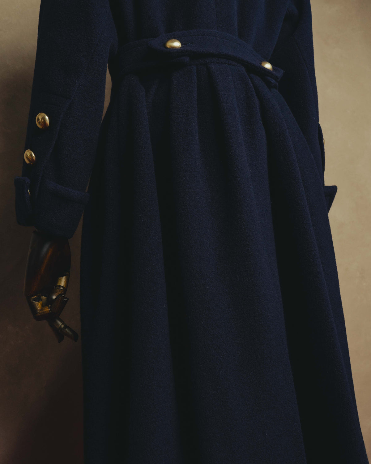 "Yves Saint Laurent" 80's-90's Gold-buttoned double-breasted wool coat
