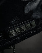 –SPECIAL– "VALENTINO GARAVANI" 2010’s Noir rockstud exotic patchwork chain bag