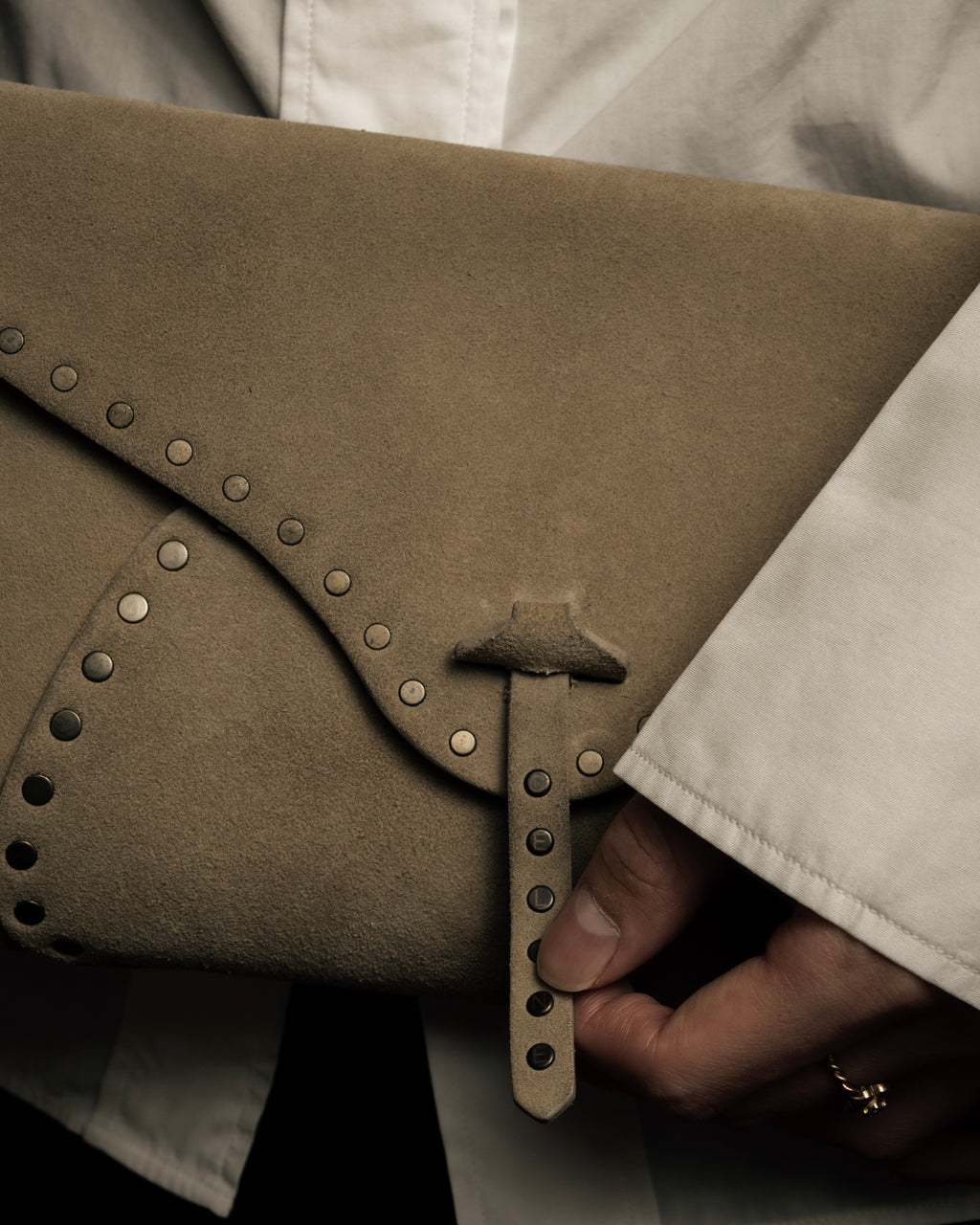 "CELINE" Studs design suede leather shoulder bag