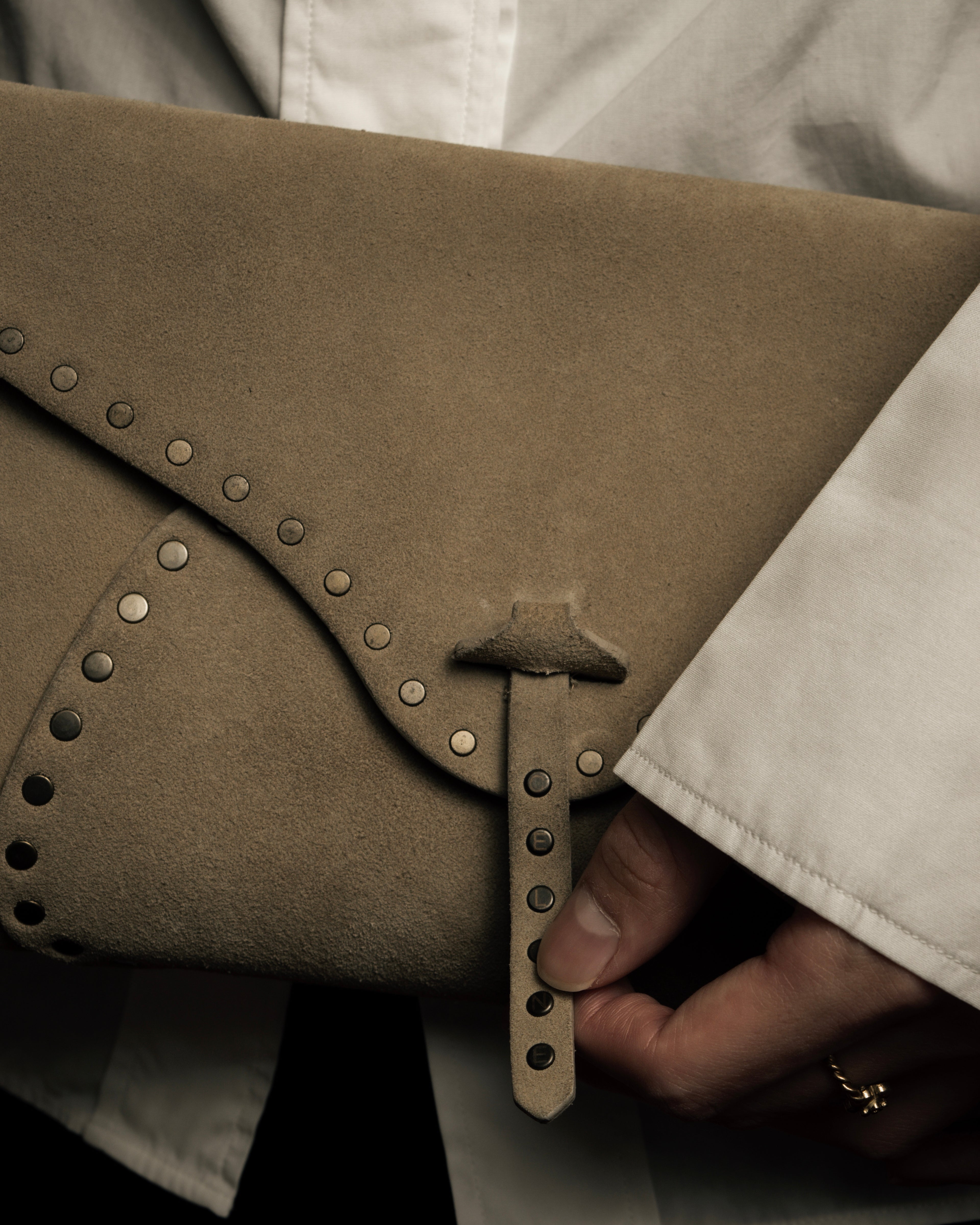 "CELINE" Studs design suede leather shoulder bag