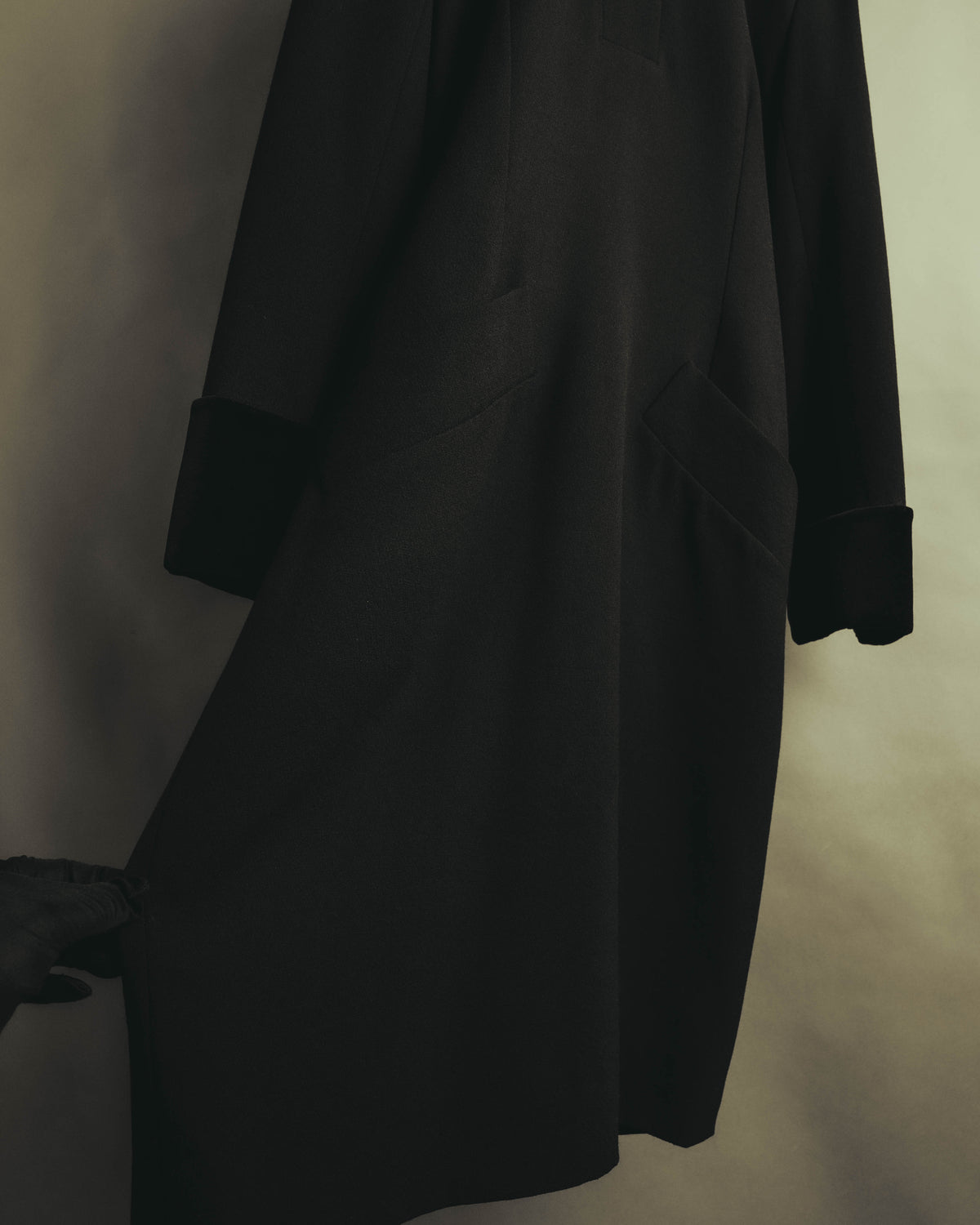 "CELINE" 80's Velvet collar maxi coat dress