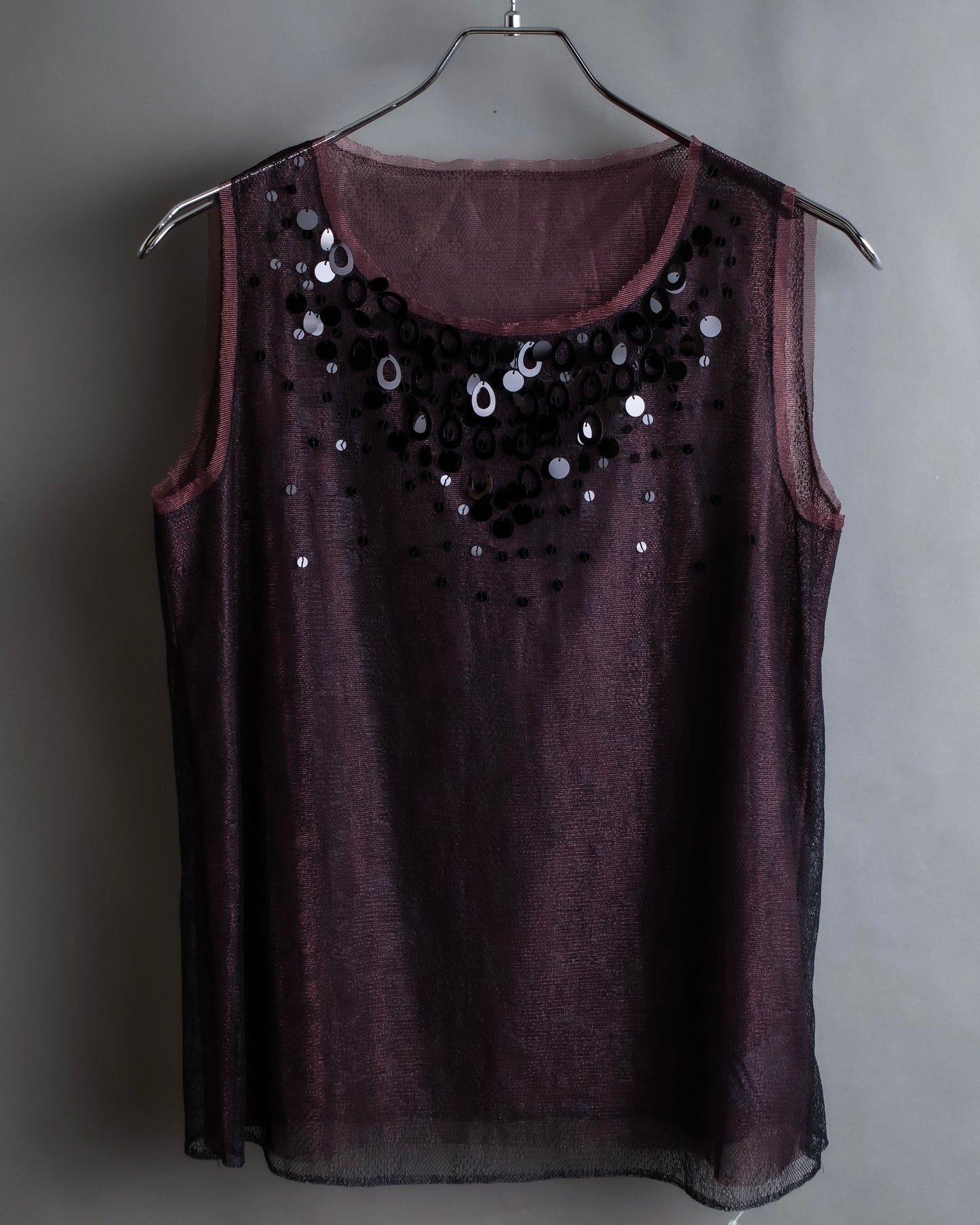 "LANVIN" Sequined bejeweled sleeveless pullover