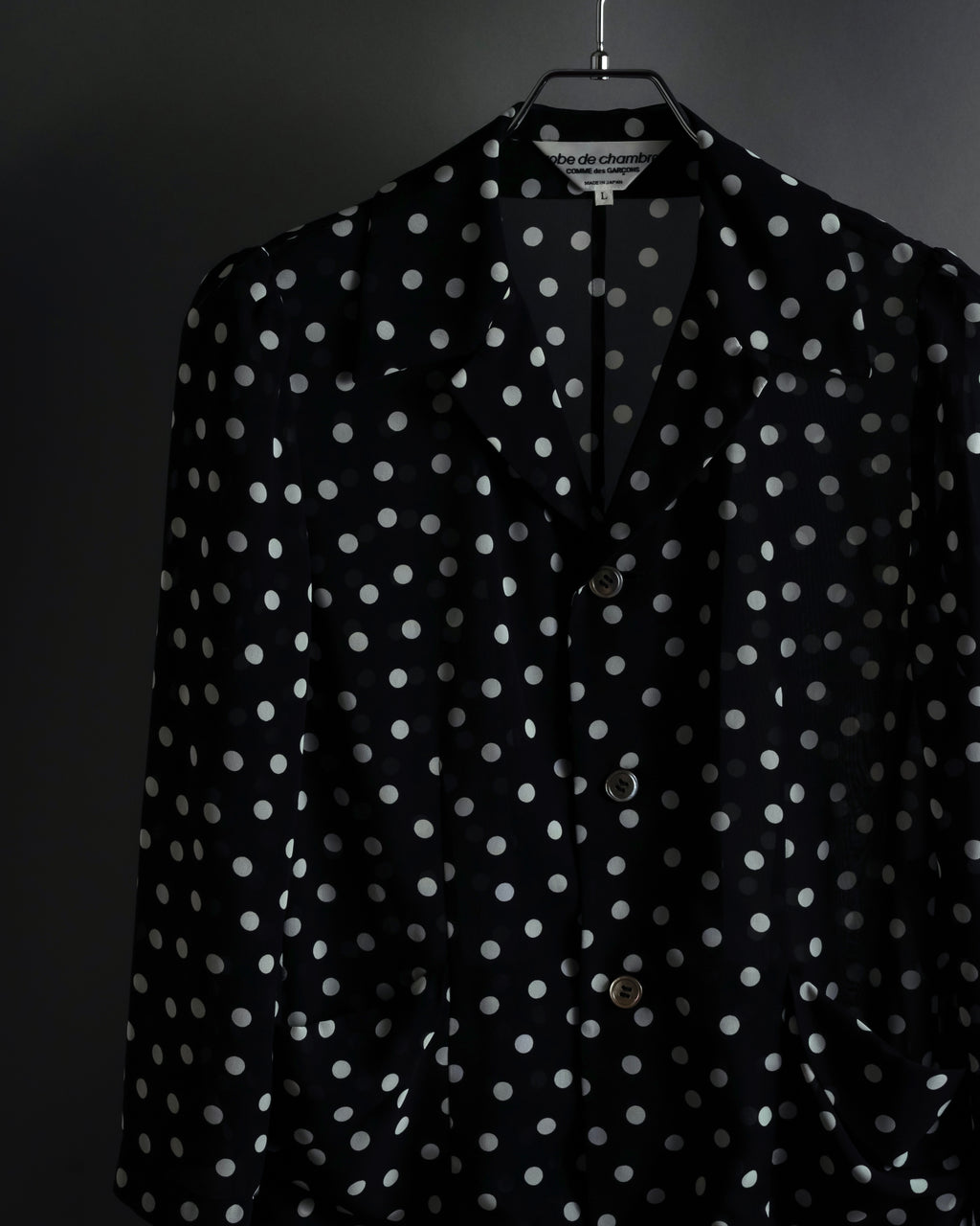 "robe de chambre COMME des GARCONS" 2002SS White dot pattern open collar shirt