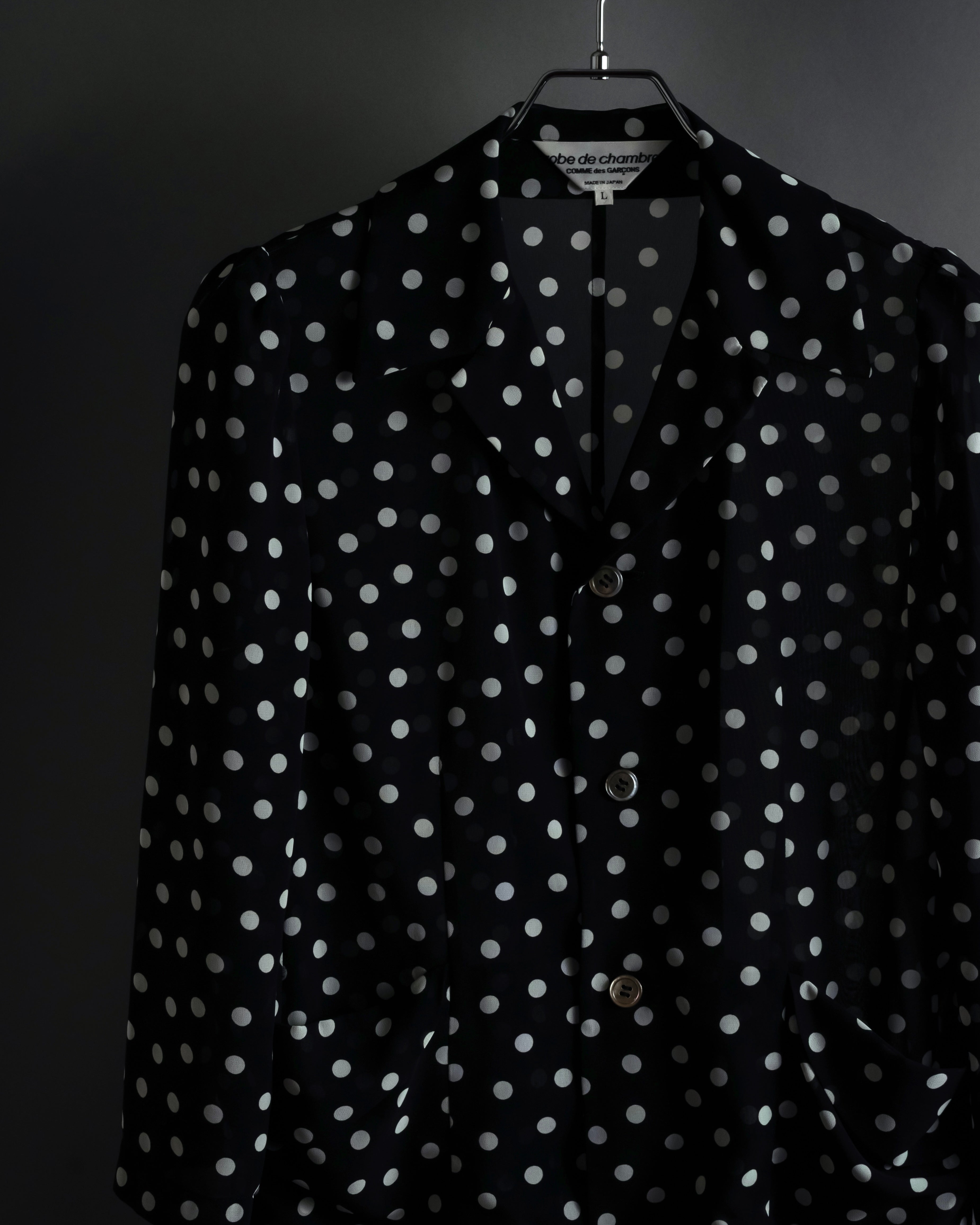 "robe de chambre COMME des GARCONS" 2002SS White dot pattern open collar shirt