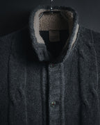 "H953" Shearling-collared cable-knit jacket