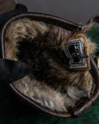 "COACH×FRYE" Brass buckle design shearling lined biker boots