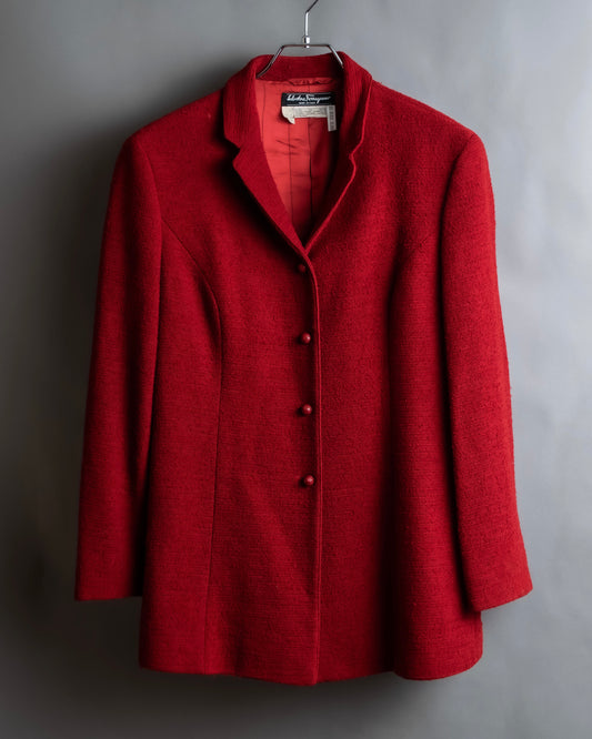 "Salvatore Ferragamo" Vivid red color wool mix tailored jacket