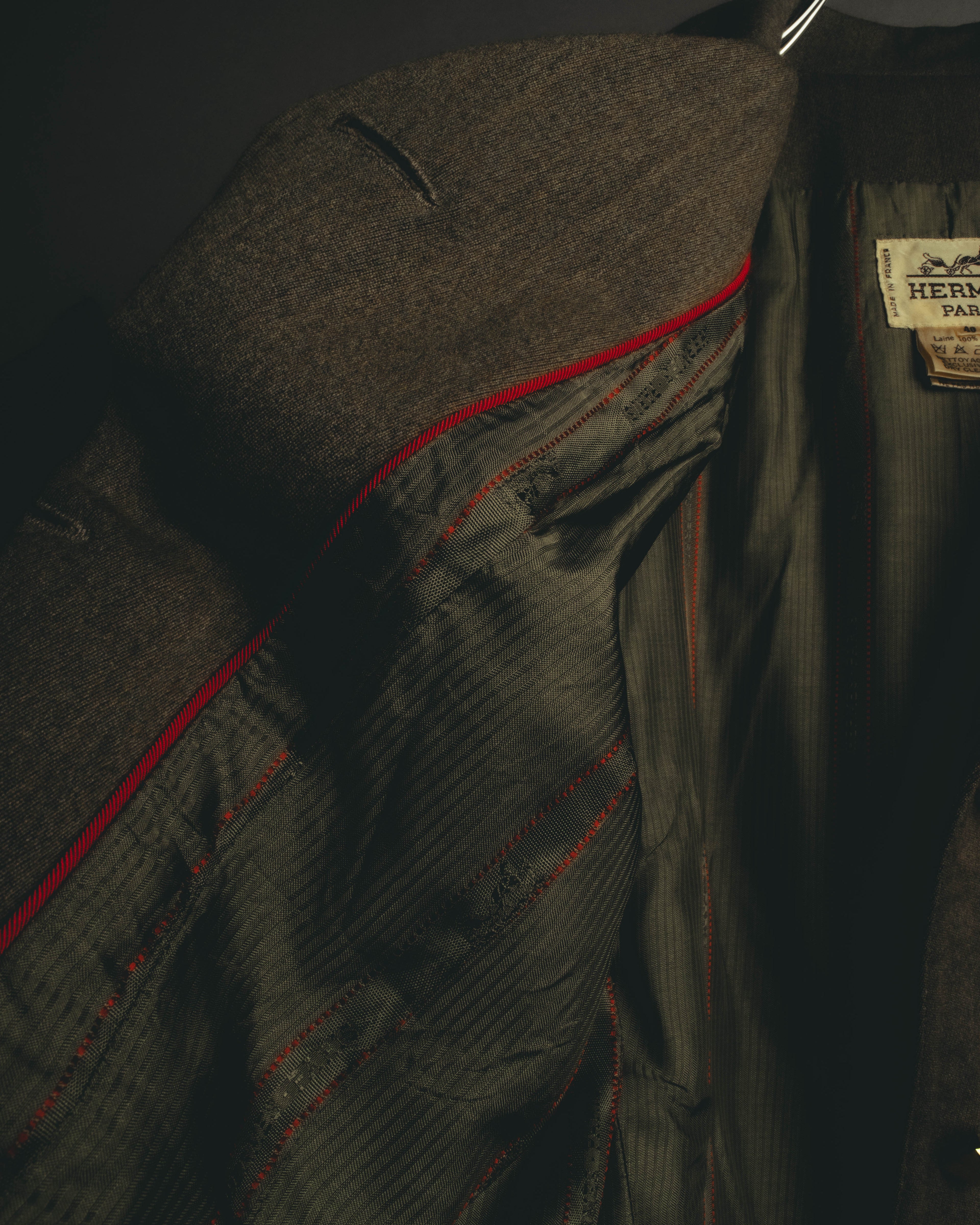 –SPECIAL– "Hermès" 70's-80's Equestrian wool tailored jacket