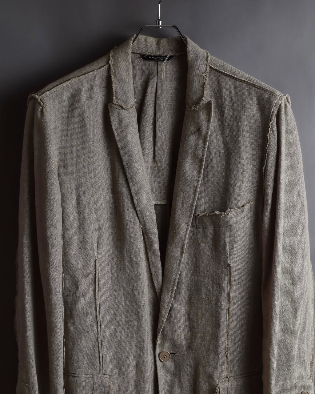 "Dolce & Gabbana" Raw edge frayed linen tailored jacket