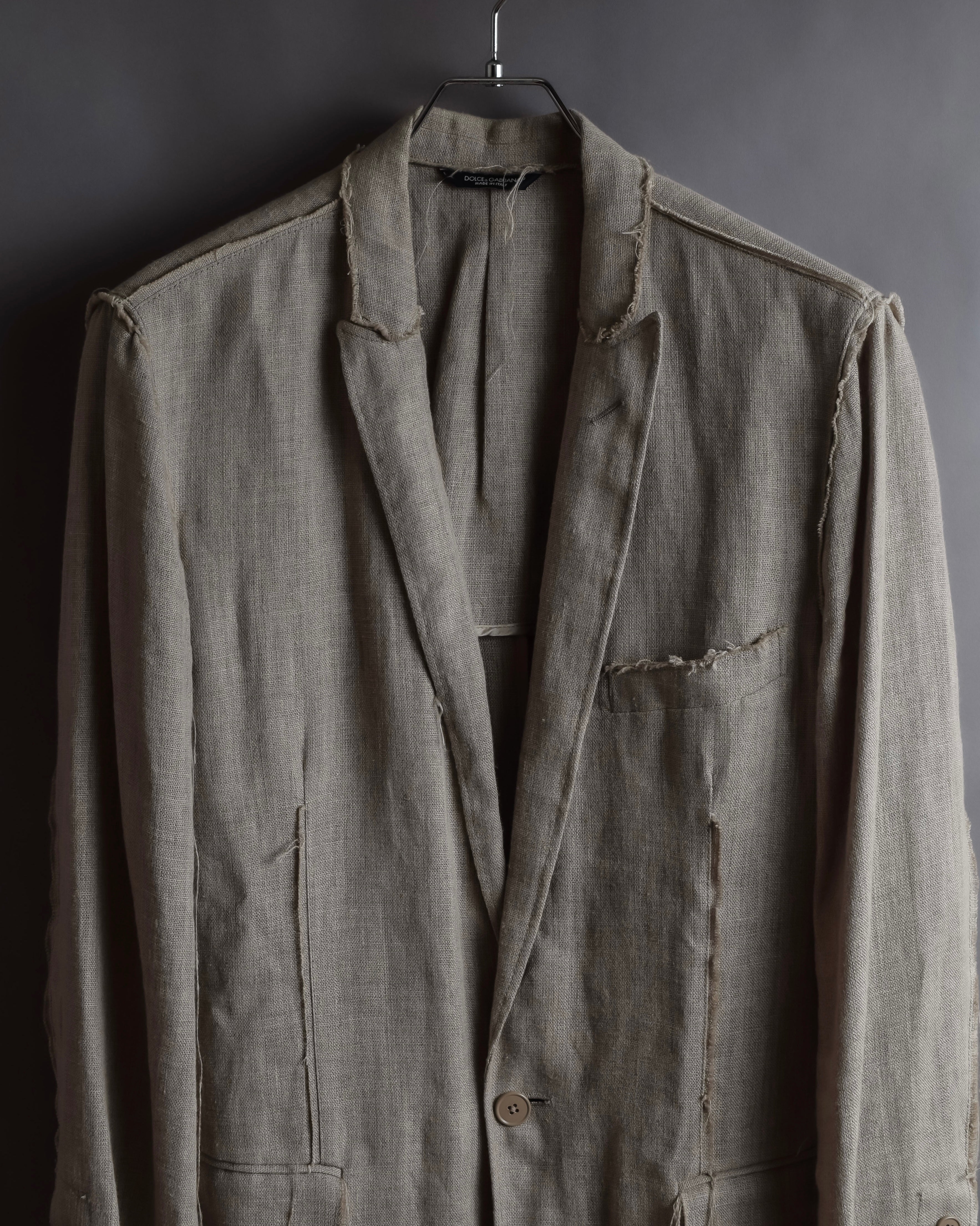 "Dolce & Gabbana" Raw edge frayed linen tailored jacket