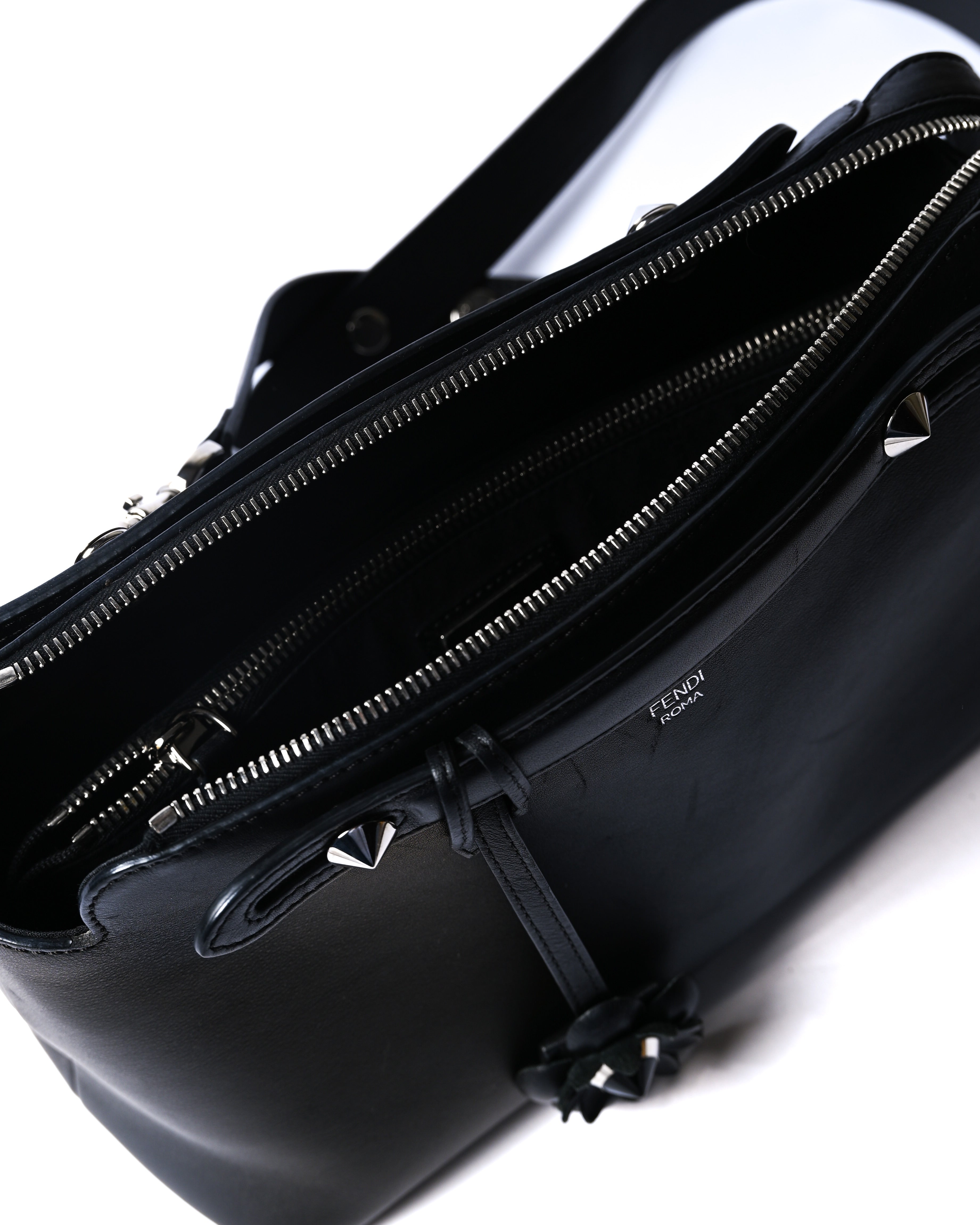 FENDI/ “By The Way Medium” Flower Detailed 2 Way Hand Bag Black