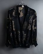 "HERMES" Embroidered design see through cardigan