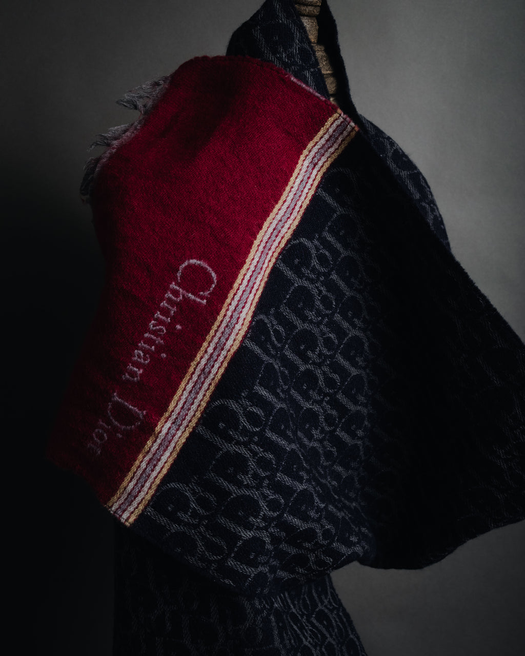 "Christian Dior" 70’s-80’s oblique jacquard merino wool stole