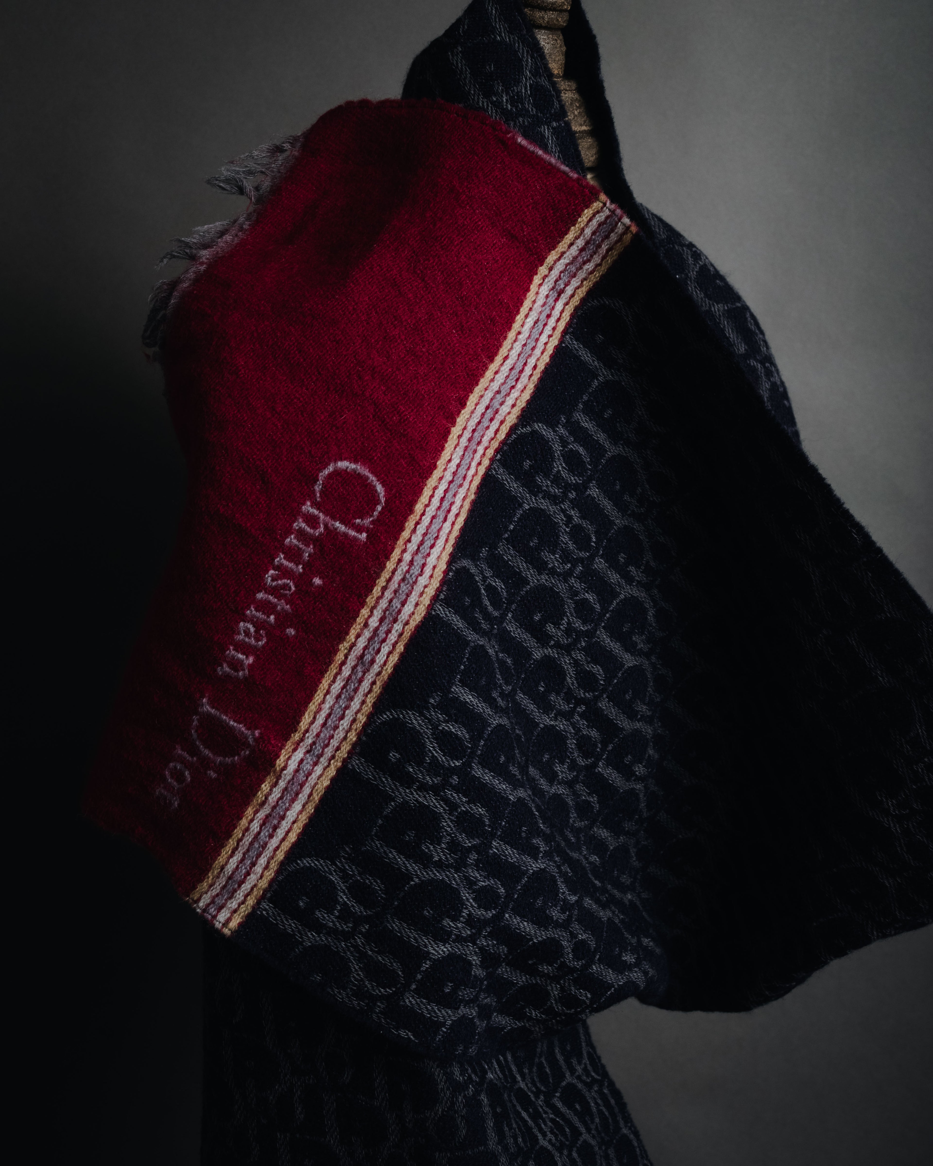 "Christian Dior" 70’s-80’s oblique jacquard merino wool stole