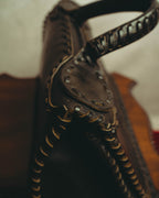 -SPECIAL- “FENDI” 80’s-90’s Coat of arms embossed whipstitched leather handbag