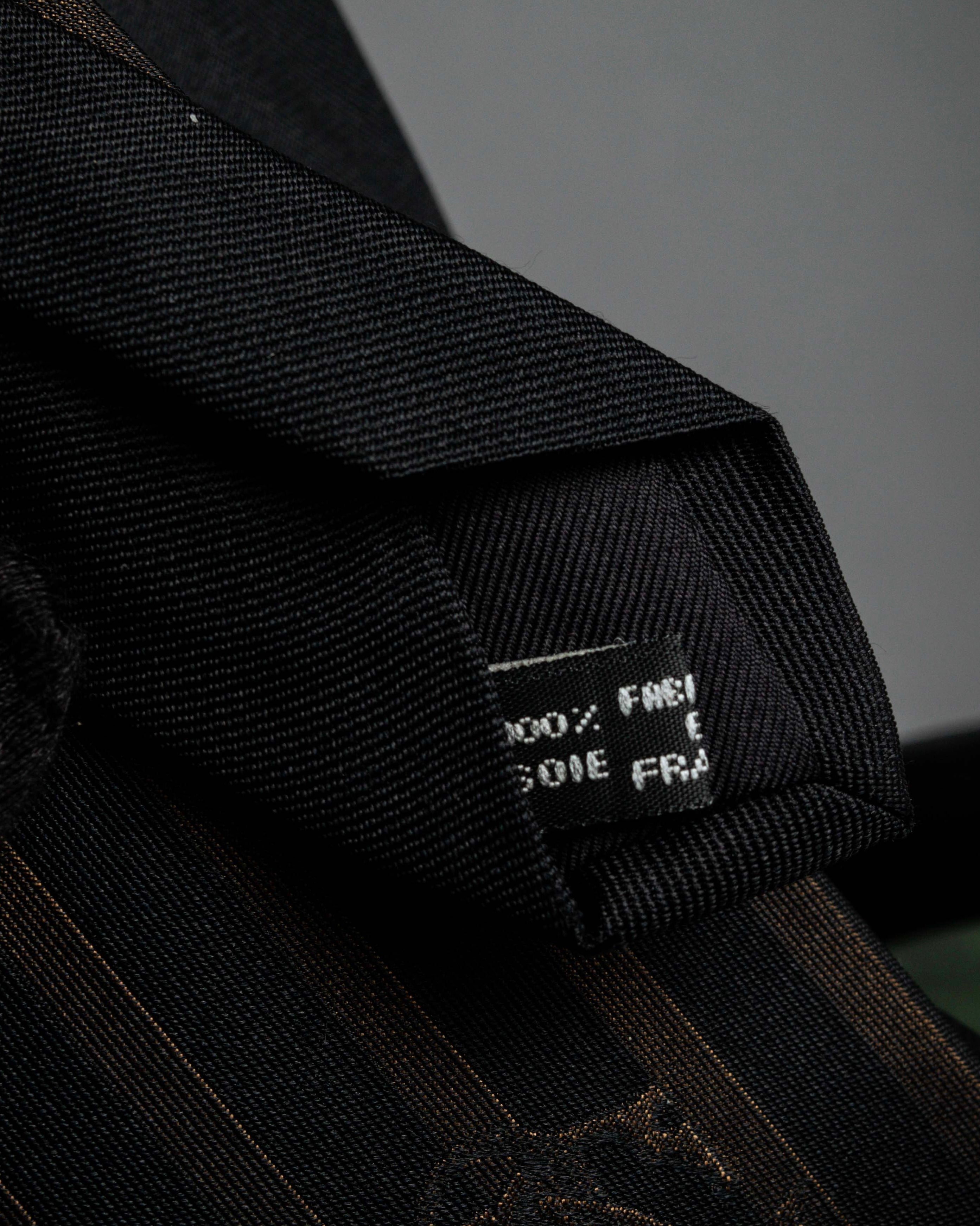 "JEAN PAUL GAULTIER" Tribal circle motif design striped silk neck tie