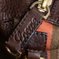 "LOEWE" Orange stitch design engraved logo leather boston bag